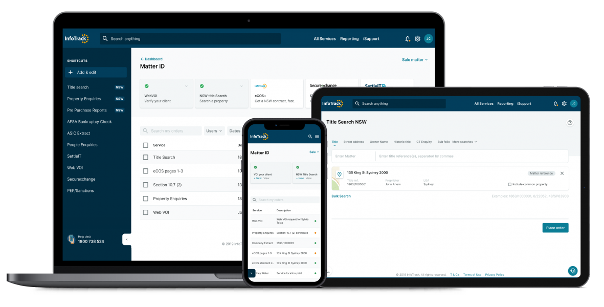 Multi device showing InfoTrack platform