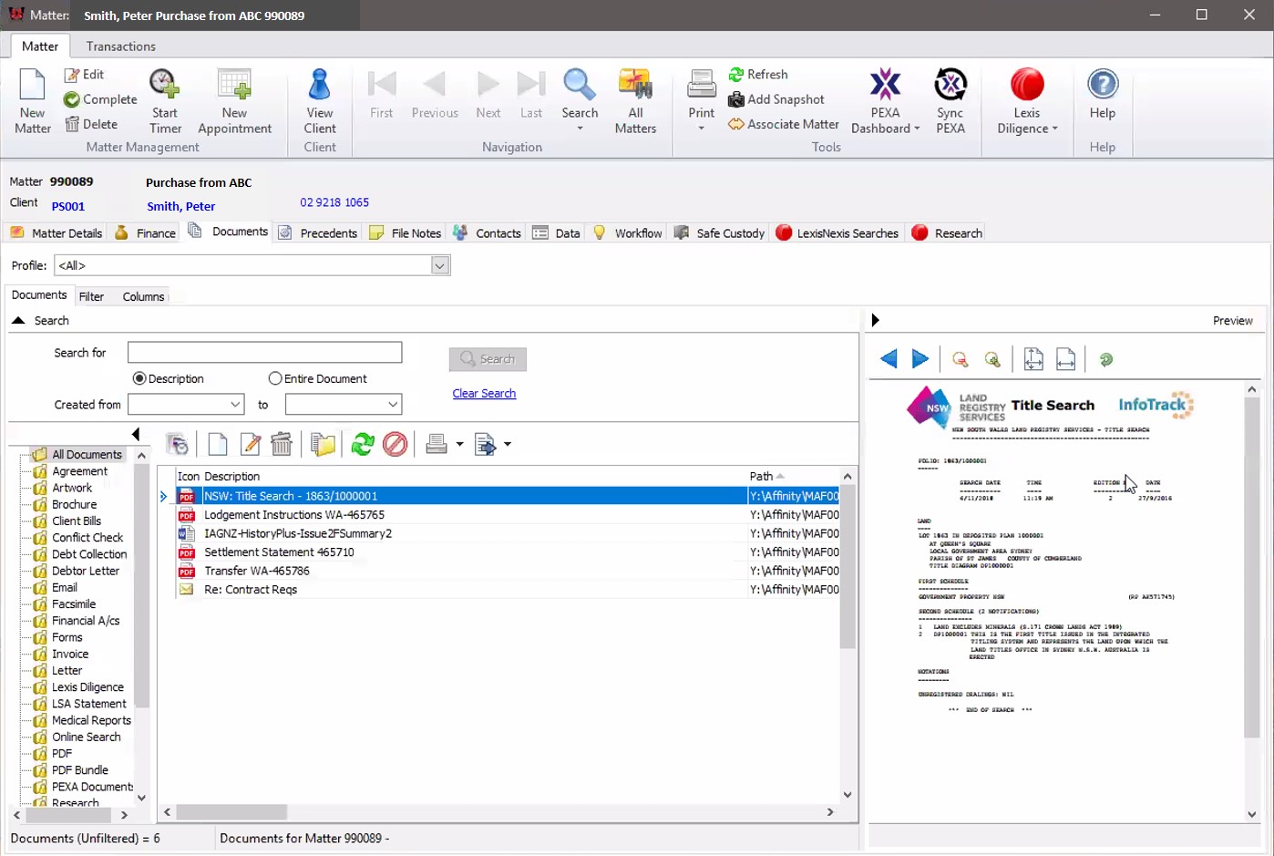 Lexis Affinity Legal Software Integration InfoTrack