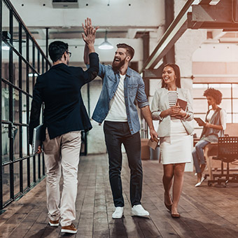 Happy employees at workplace