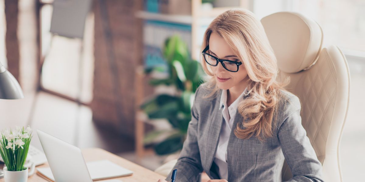 business woman on computer