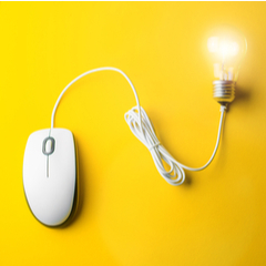 A computer mouse and a light bulb